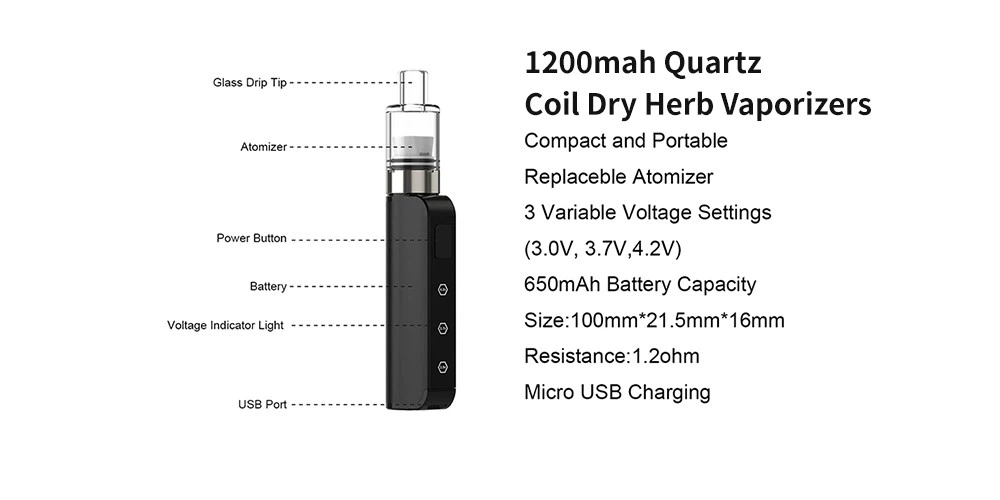 1200mah Quartz Coil Dry Herb Vaporizers 1200mah Quartz Coil Dry Herb Vaporizers